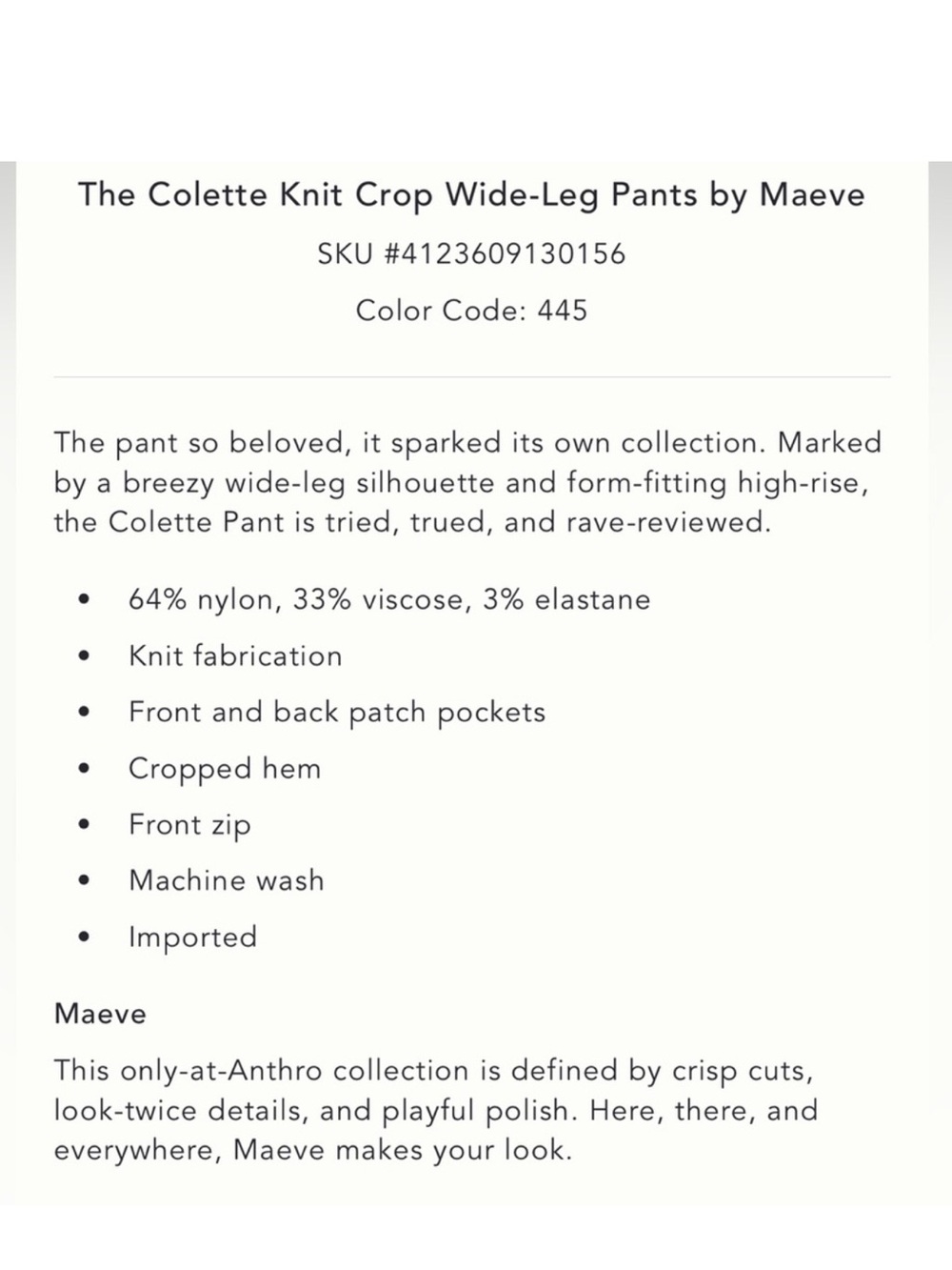 Maeve Anthropologie The Colette Knit Crop Wide Leg Pants-True Red 30 Tall - Picture 3 of 5